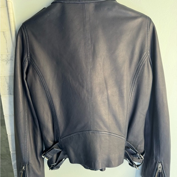 IRO Navy Han Leather Jacket size 42 - Picture 6 of 12